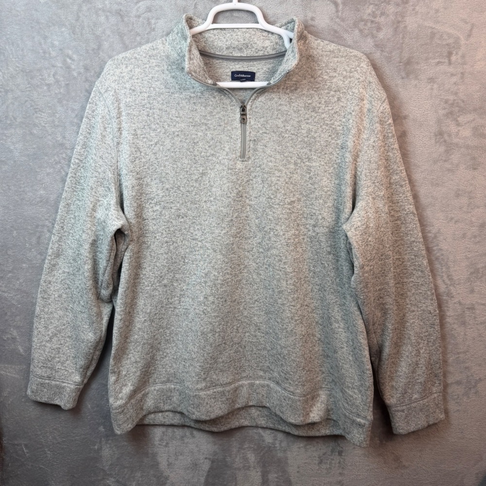 Croft & Barrow Mens XXL Heather Gray 1/4 Zip Mock Neck Sweater Casual‎ Preppy